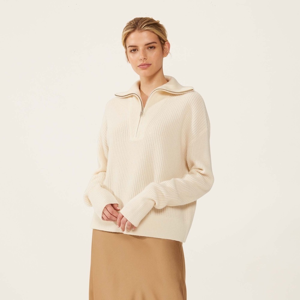 Italic - Sophia Chunky Cashmere Quarter Zip Pullover NWT